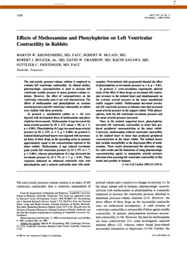 Effects of Methoxamine and Phenylephrine on Left Ventricular Contractility in Rabbits