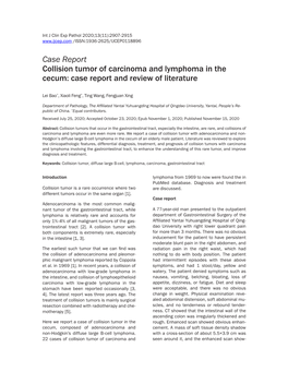Case Report Collision Tumor of Carcinoma and Lymphoma in the Cecum: Case Report and Review of Literature