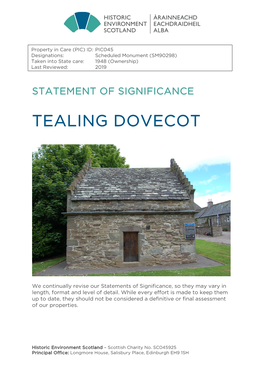 Tealing Dovecot Statement of Significance