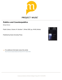 Publics and Counterpublics