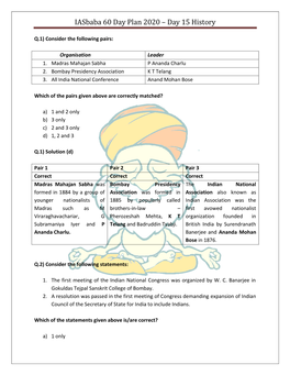 Iasbaba 60 Day Plan 2020 – Day 15 History