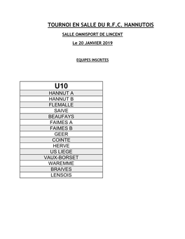 Tournoi En Salle Du R.F.C. Hannutois