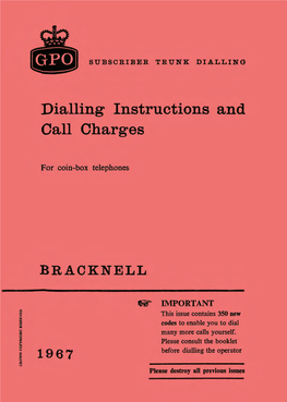 STD Code Book Bracknell CB 1967