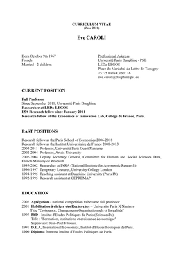 CURRICULUM VITAE (June 2021)