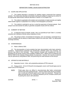 Method 3510C: Separatory Funnel Liquid-Liquid Extraction