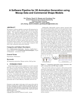 A Software Pipeline for 3D Animation Generation Using Mocap Data and Commercial Shape Models