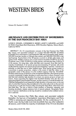 Abundance and Distribution of Shorebirds in the San Francisco Bay Area