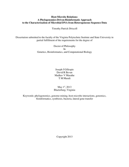 Host-Microbe Relations: a Phylogenomics-Driven Bioinformatic Approach to the Characterization of Microbial DNA from Heterogeneous Sequence Data
