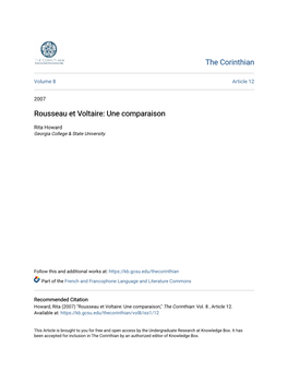 Rousseau Et Voltaire: Une Comparaison