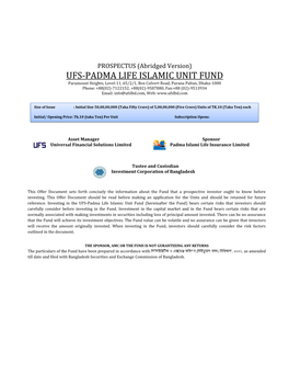 Ufs-Padma Life Islamic Unit Fund