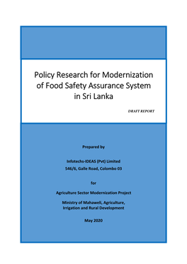 Policy Research for Modernization of Food Safety Assurance System in Sri Lanka