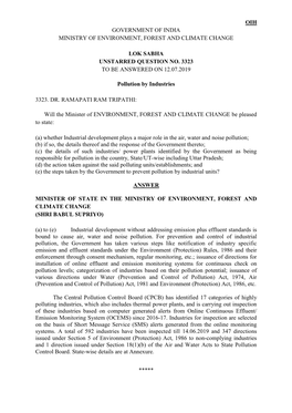 Oih Government of India Ministry of Environment, Forest and Climate Change