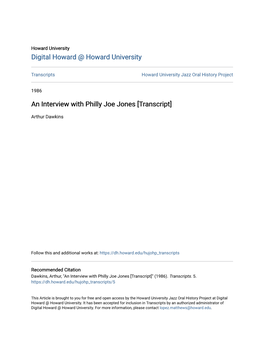 An Interview with Philly Joe Jones [Transcript]