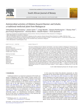 Antimicrobial Activities of Dilobeia Thouarsii Roemer and Schulte, a Traditional Medicinal Plant from Madagascar