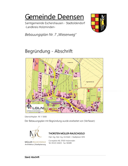 Gemeinde Deensen Samtgemeinde Eschershausen - Stadtoldendorf -Landkreis Holzminden