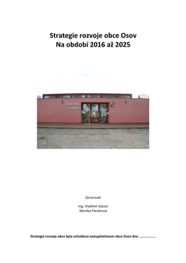 Strategie Rozvoje Obce Osov Na Období 2016 Až 2025