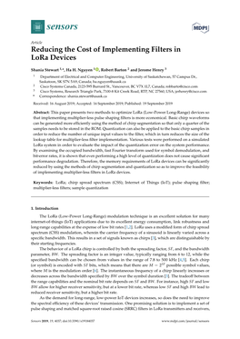 Reducing the Cost of Implementing Filters in Lora Devices