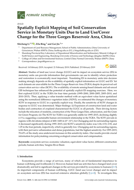 Spatially Explicit Mapping of Soil Conservation Service in Monetary Units Due to Land Use/Cover Change for the Three Gorges Reservoir Area, China