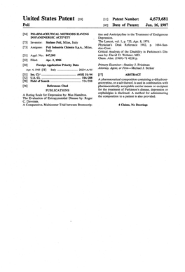 United States Patent (19) 11 Patent Number: 4,673,681 Poli 45 Date of Patent: Jun