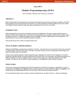 006-31: Modular Programming Using SAS/AF® and SAS®