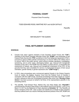 Federal Court Final Settlement Agreement 1