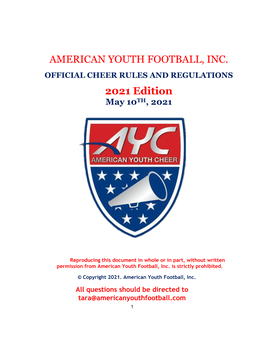 AMERICAN YOUTH FOOTBALL, INC. 2021 Edition