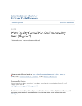 Water Quality Control Plan. San Francisco Bay Basin (Region 2) California Regional Water Quality Control Board