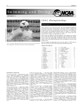 Swimming and Diving DIVISION I