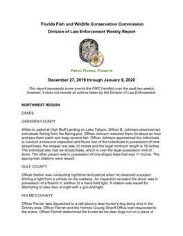 Weekly Report December 27 2019 Through January 9 2020.Pdf