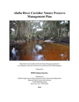 Alafia River Corridor Nature Preserve Management Plan