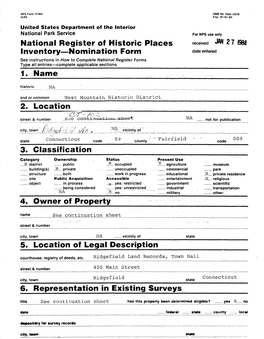 West Mountain Historic District 2, Location Street & Number NA Not for Publication