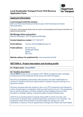 Local Sustainable Transport Fund 15/16 Revenue Application Form