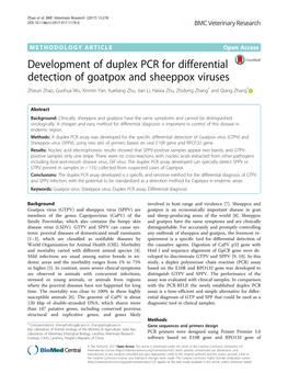 Development of Duplex PCR for Differential Detection of Goatpox And