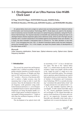 3-5 Development of an Ultra-Narrow Line-Width Clock Laser