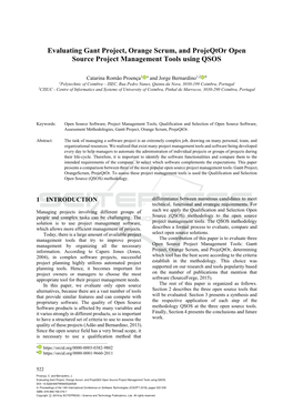 Evaluating Gant Project, Orange Scrum, and Projeqtor Open Source Project Management Tools Using QSOS