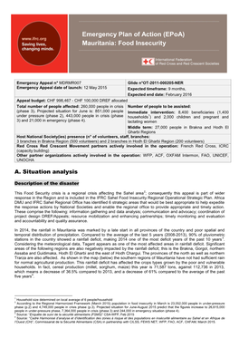 Emergency Plan of Action (Epoa) Mauritania: Food Insecurity