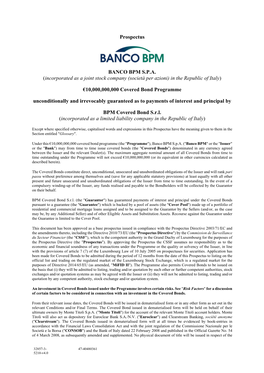Prospectus BANCO BPM SPA (Incorporated As a Joint Stock Company (Società Per Azioni) in the Republic of Italy)