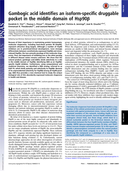 Gambogic Acid Identifies an Isoform-Specific Druggable Pocket