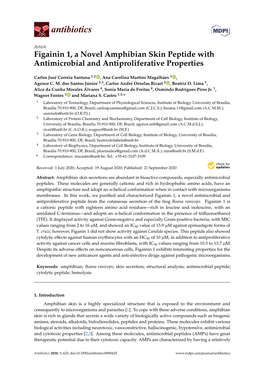 Figainin 1, a Novel Amphibian Skin Peptide with Antimicrobial and Antiproliferative Properties