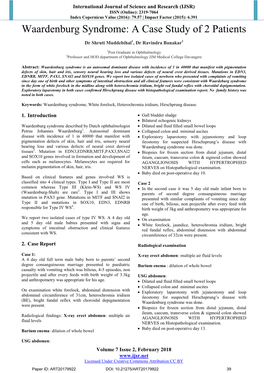 Waardenburg Syndrome: a Case Study of 2 Patients