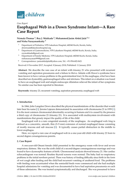 Esophageal Web in a Down Syndrome Infant—A Rare Case Report