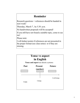 Reminder Tense Vs Aspect in English