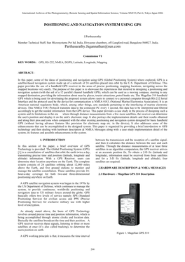 Positioning and Navigation System Using Gps