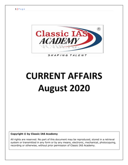 CURRENT AFFAIRS August 2020