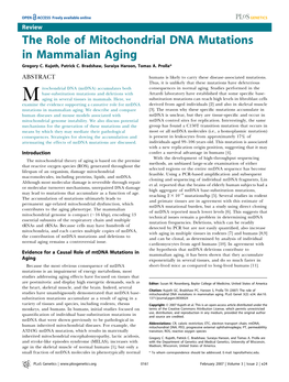 The Role of Mitochondrial DNA Mutations in Mammalian Aging Gregory C