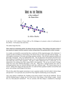 On the Orbiton a Close Reading of the Nature Letter