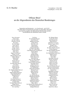 Offener Brief an Die Abgeordneten Des Deutschen Bundestages
