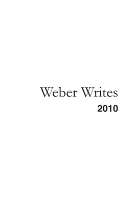 Weber Writes 2010 Weber Writes 2010 ﻿ I 2