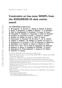 Constraints on Low-Mass Wimps from the EDELWEISS-III Dark Matter Search