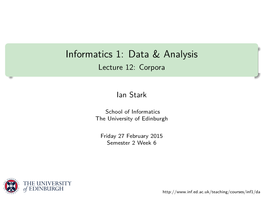 Informatics 1: Data & Analysis